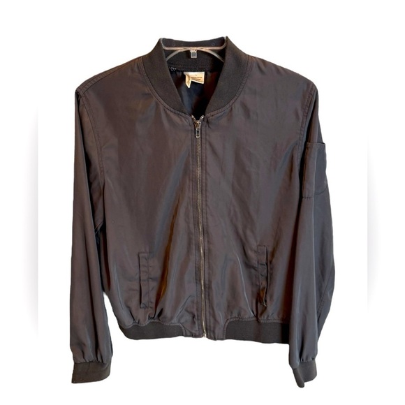 Passport Women’s Bomber Silver Zip Up Jacket Shiny Moto Size Large - Picture 1 of 3
